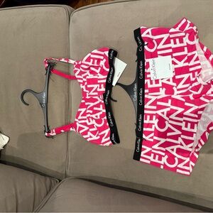 Calvin Klein Bold Pink Bralette and Shorts Set